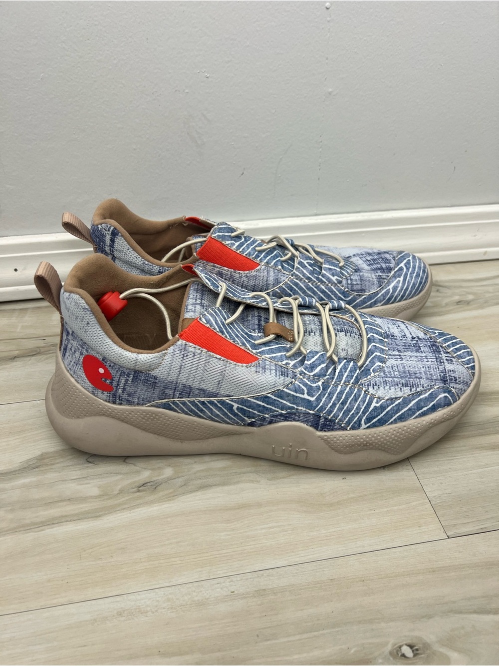 UIN Blue Patterned Slip On Sneakers